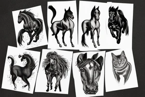 Horse, dog and cat in the same tattoo tattoo idea