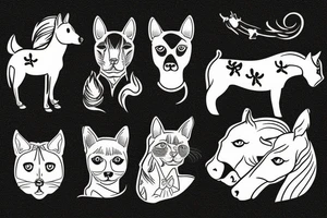 Horse, dog and cat in the same tattoo tattoo idea