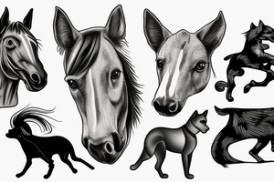 Horse, dog and cat in the same tattoo tattoo idea