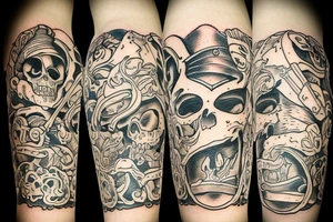 Bateau pirate en feu tattoo idea