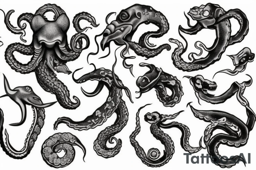 Kraken avec une pin up tattoo idea