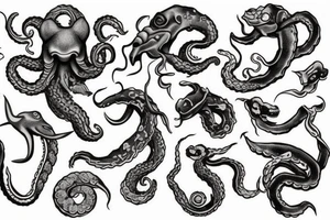 Kraken avec une pin up tattoo idea