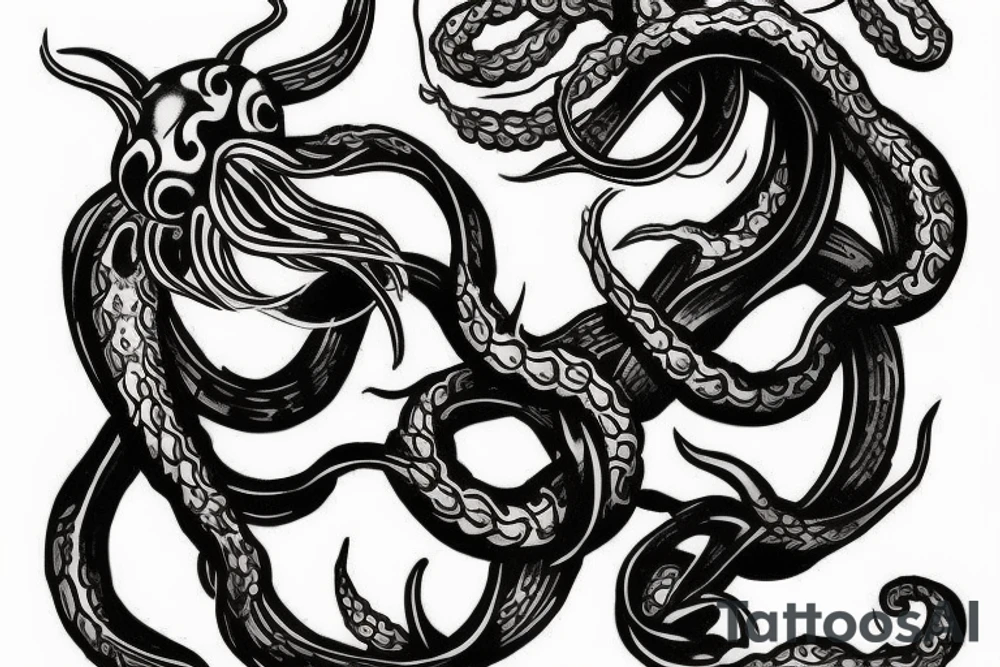 Kraken avec une pin up tattoo idea