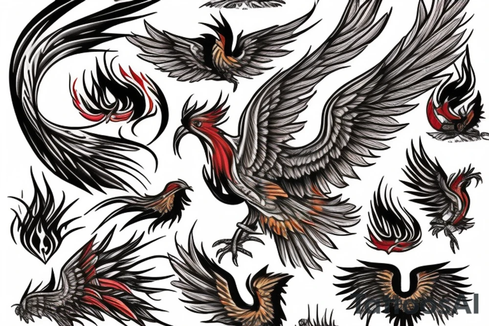 Phoenix in fire tattoo idea