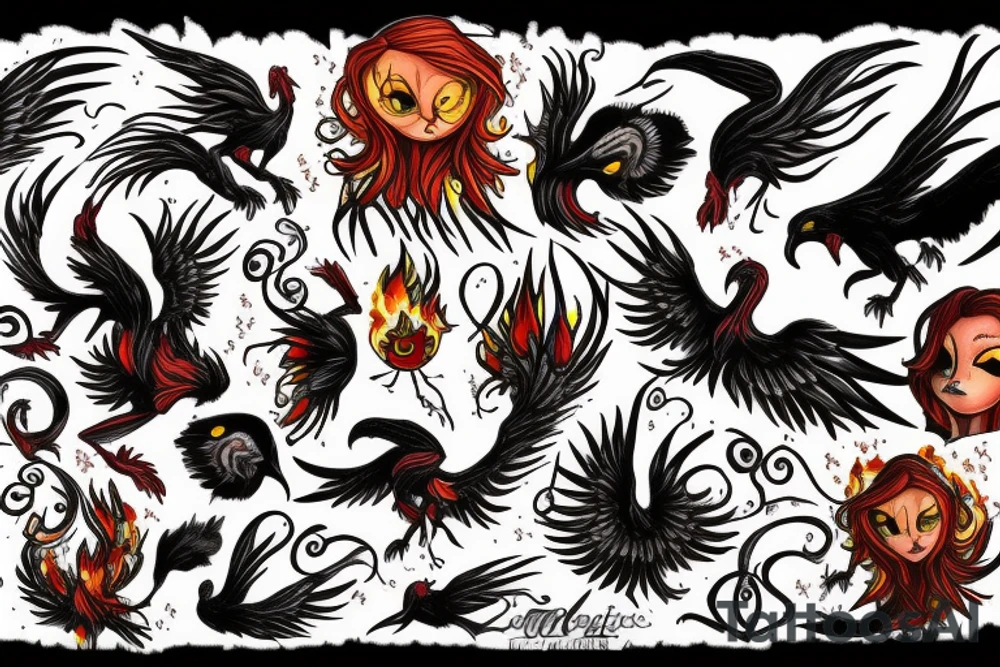 Phoenix in fire tattoo idea