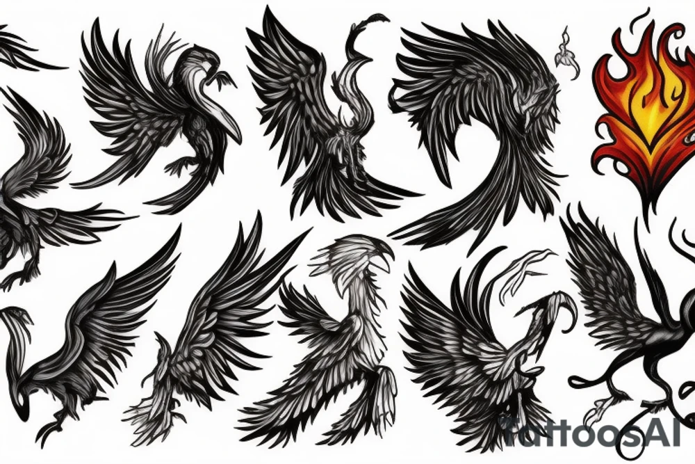 Phoenix in fire tattoo idea