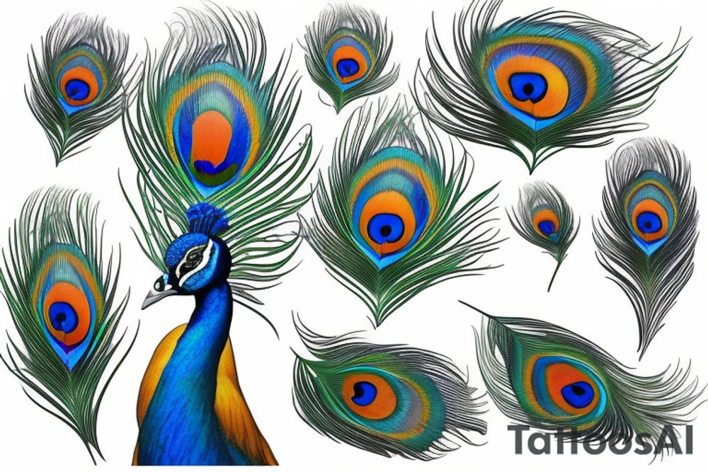 peacock with its feathers up tattoo idea