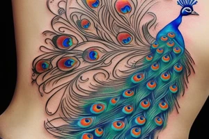 peacock and feathers tattoo idea