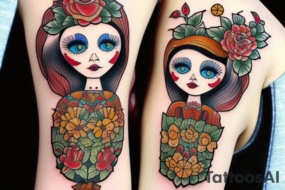 Russian wooden doll tattoo idea