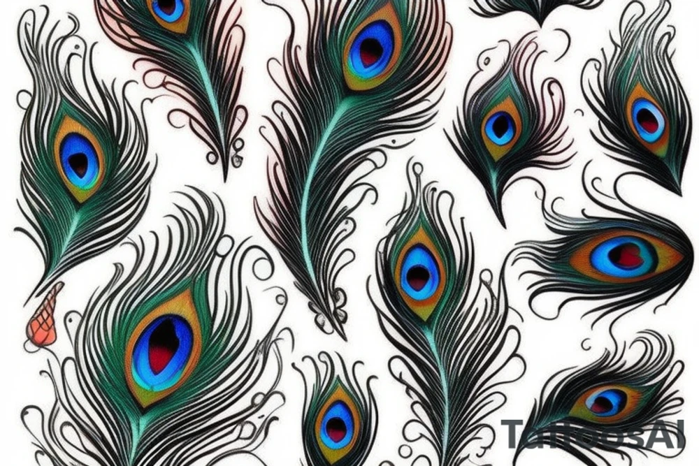 peacock open feathers tattoo idea