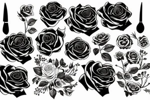 3 roses, une boussole et un couteau tattoo idea