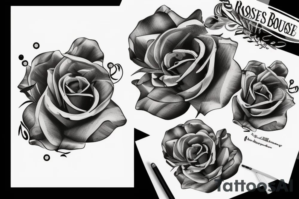3 roses, une boussole et un couteau tattoo idea