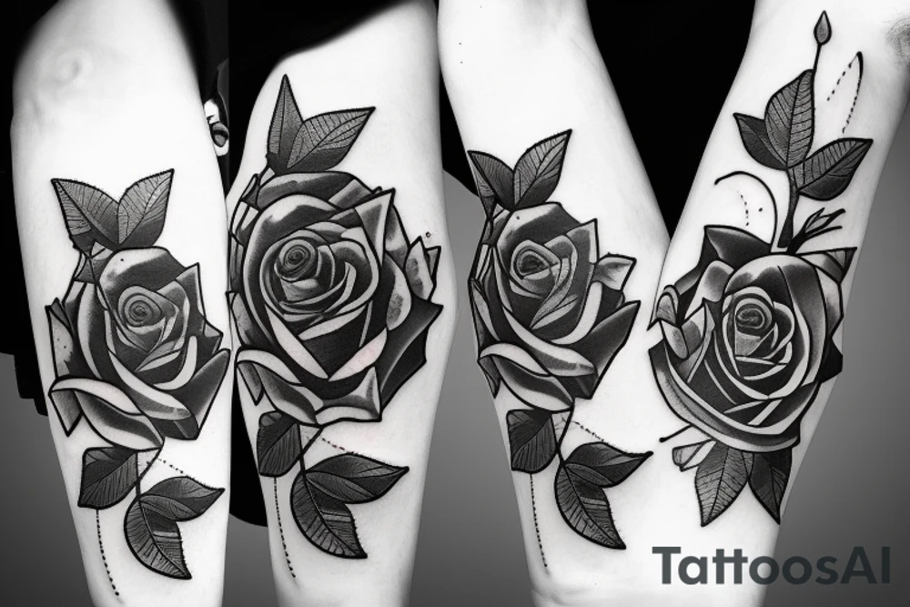 3 roses, a clock and à knife tattoo idea