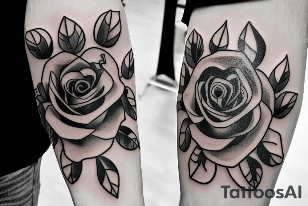 3 roses, a clock and à knife tattoo idea