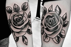 3 roses, a clock and à knife tattoo idea