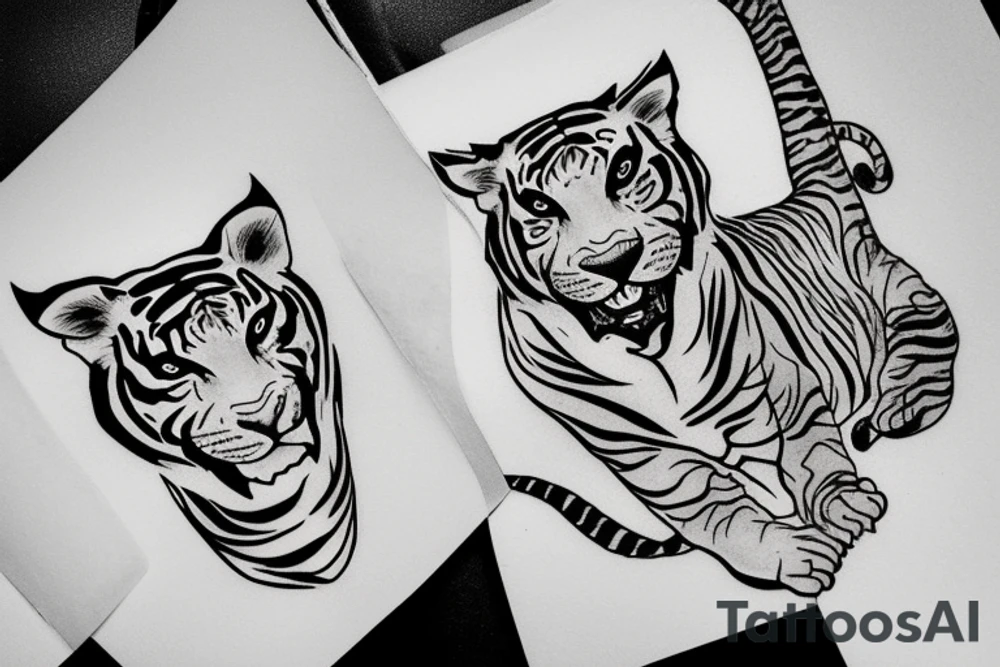 Tigre jumping in the snow tattoo idea