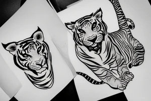 Tigre jumping in the snow tattoo idea