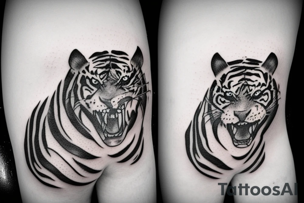 Tigre jumping in the snow tattoo idea
