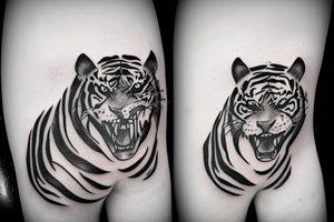 Tigre jumping in the snow tattoo idea