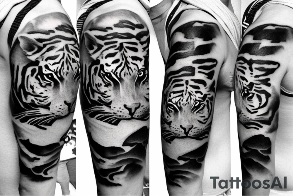 Tigre jumping in the snow tattoo idea