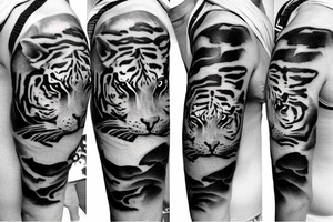 Tigre jumping in the snow tattoo idea