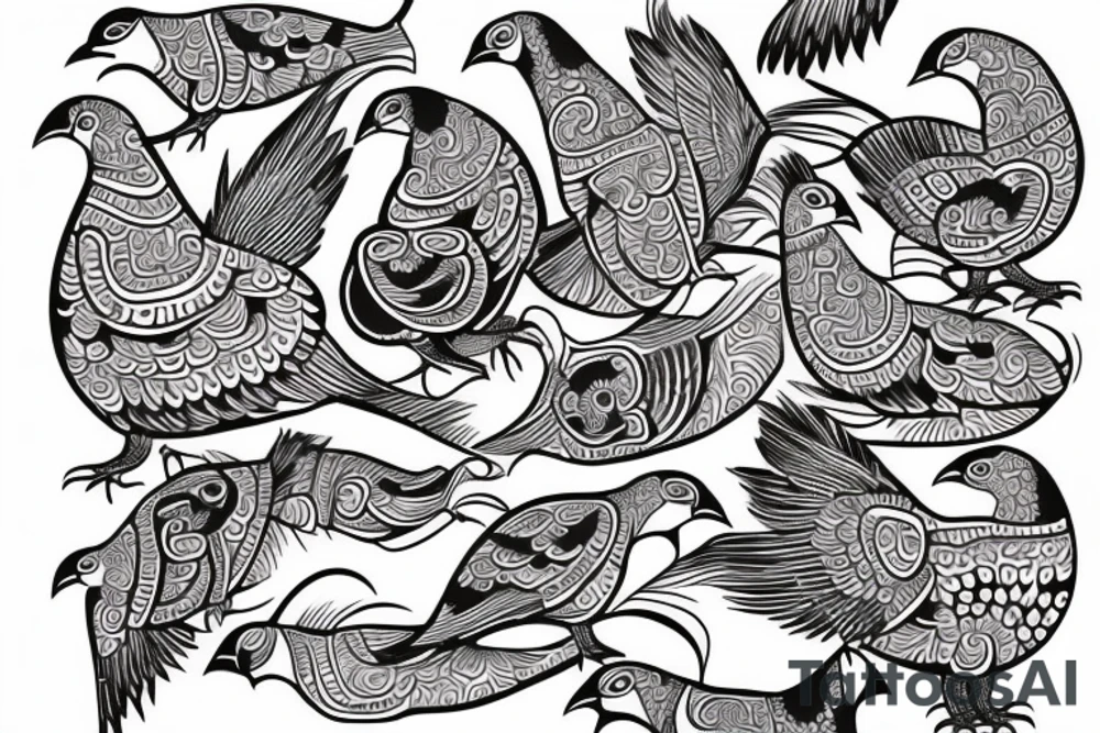 pattachitra style pigeon tattoo idea