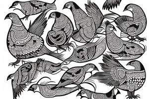 pattachitra style pigeon tattoo idea