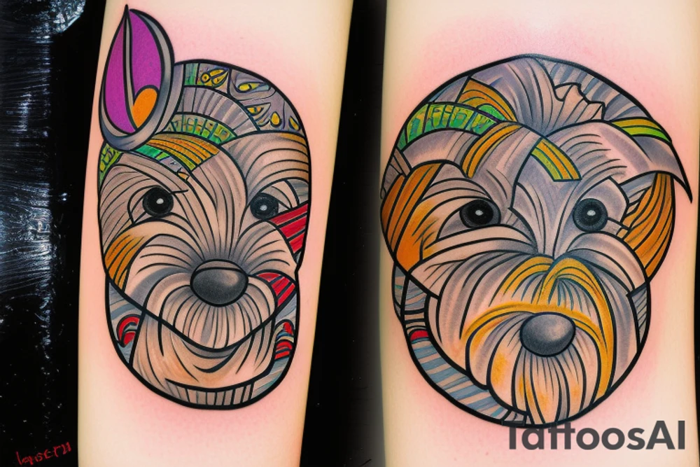 pattachitra style yorkie tattoo idea