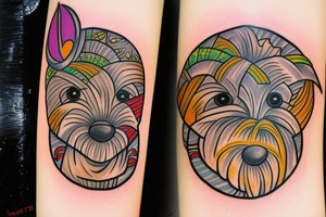 pattachitra style yorkie tattoo idea