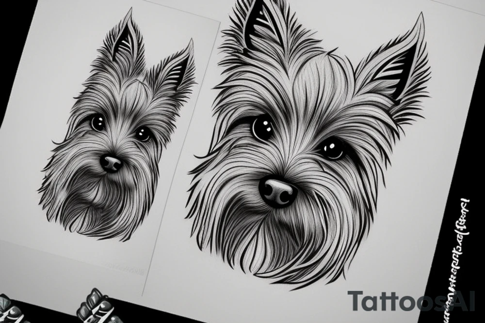 pattachitra style yorkshire terrier tattoo idea
