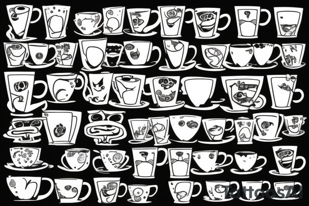 dragon coffee cup tattoo idea