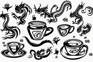 dragon coffee cup tattoo idea