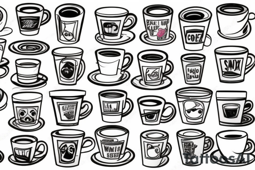 walking coffee cup tattoo idea