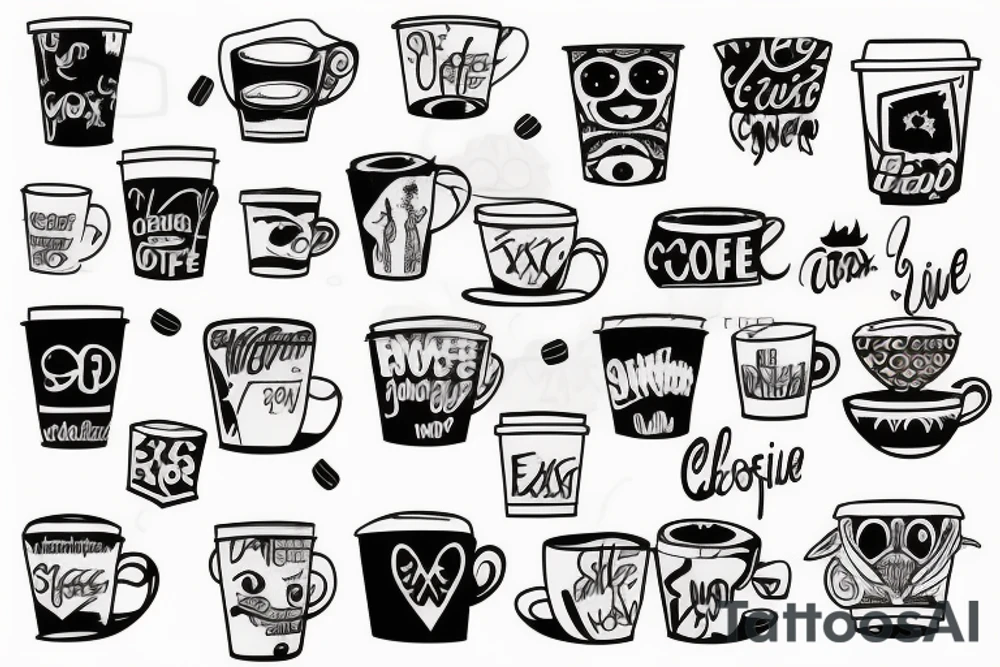 walking coffee cup tattoo idea