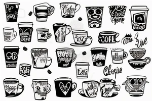 walking coffee cup tattoo idea