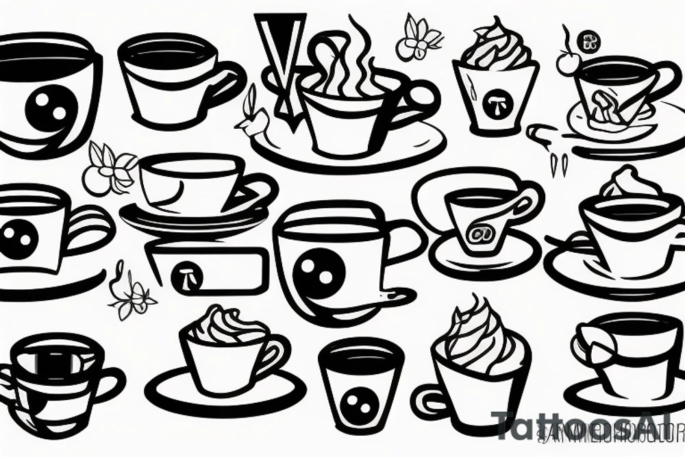 pikachu drinking coffee tattoo idea