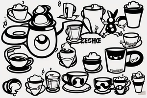 pikachu drinking coffee tattoo idea