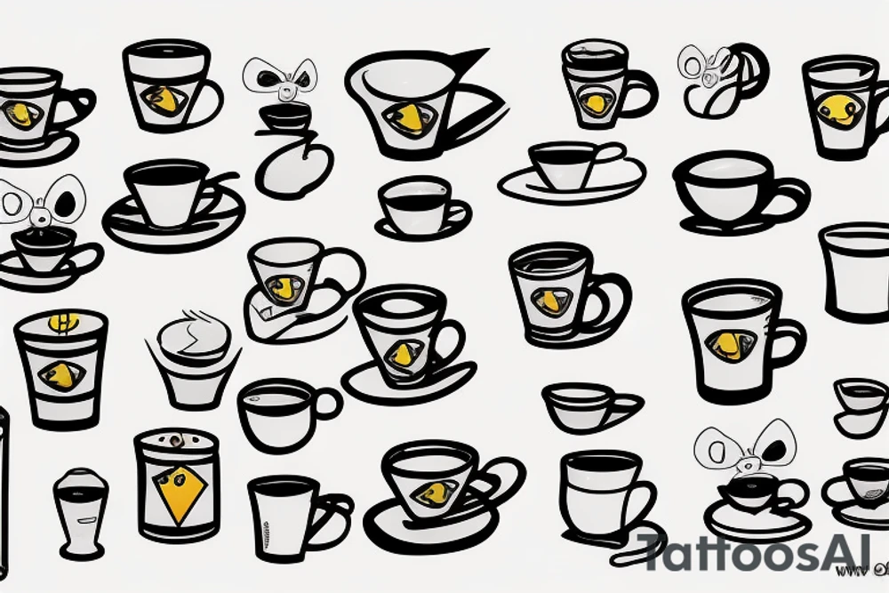 pikachu drinking coffee tattoo idea