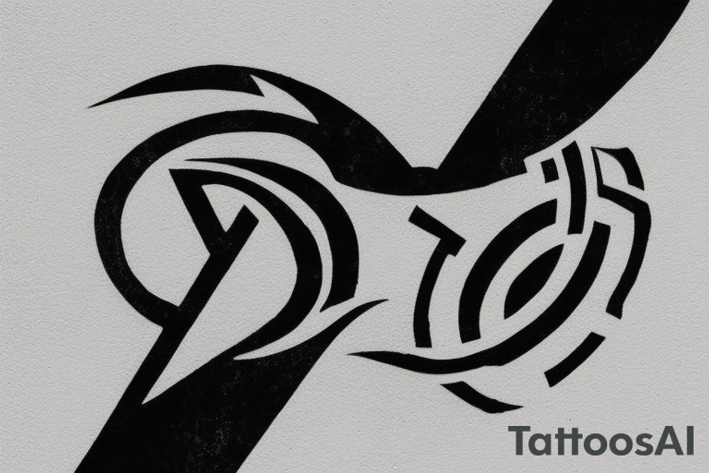 Design a minimalist tattoo that combines the Rebellion logo from the TV show Andor and the Mandalorian symbol from the TV show The Mandalorian. Create a simple, yet powerful image that captures the essence of both symbols and conveys a sense of rebellion and strength tattoo idea