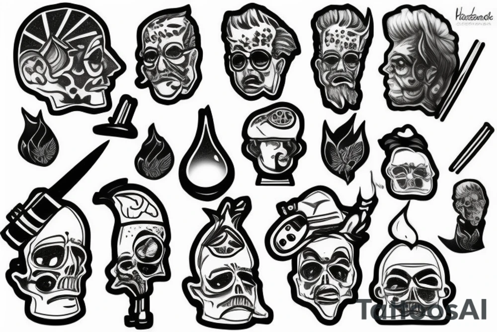 Bobble head Mando smoking a joint tattoo idea