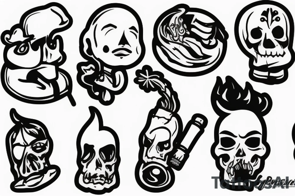 Bobble head Mando smoking a joint tattoo idea