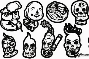 Bobble head Mando smoking a joint tattoo idea