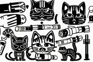 a cat holding a lightsaber tattoo idea