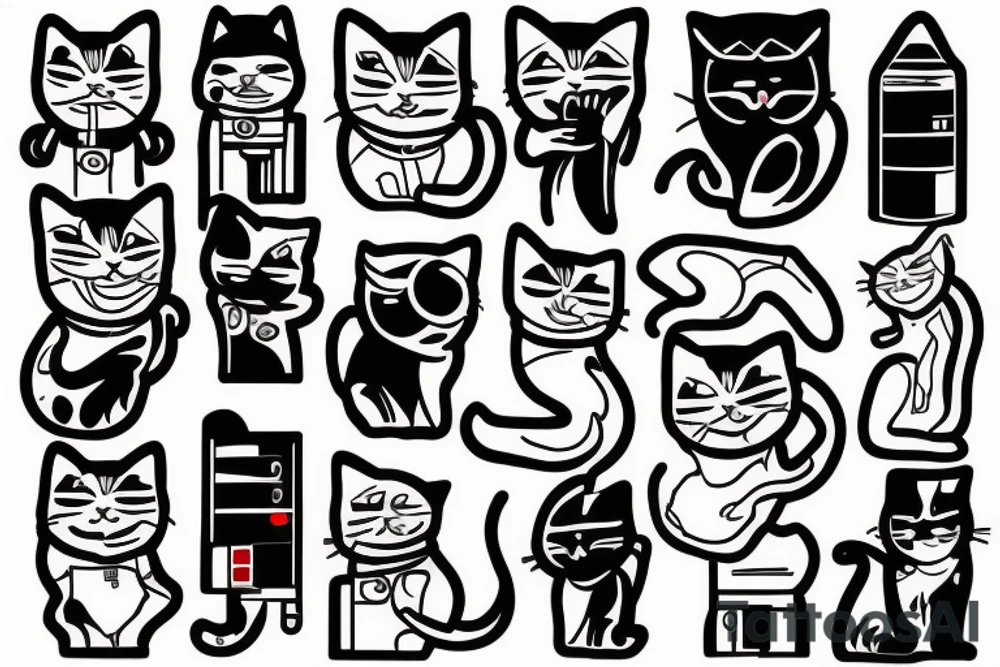 a cat holding a lightsaber tattoo idea