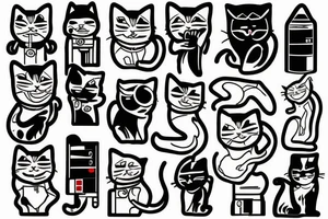 a cat holding a lightsaber tattoo idea