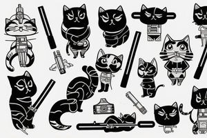 a cat holding a lightsaber tattoo idea