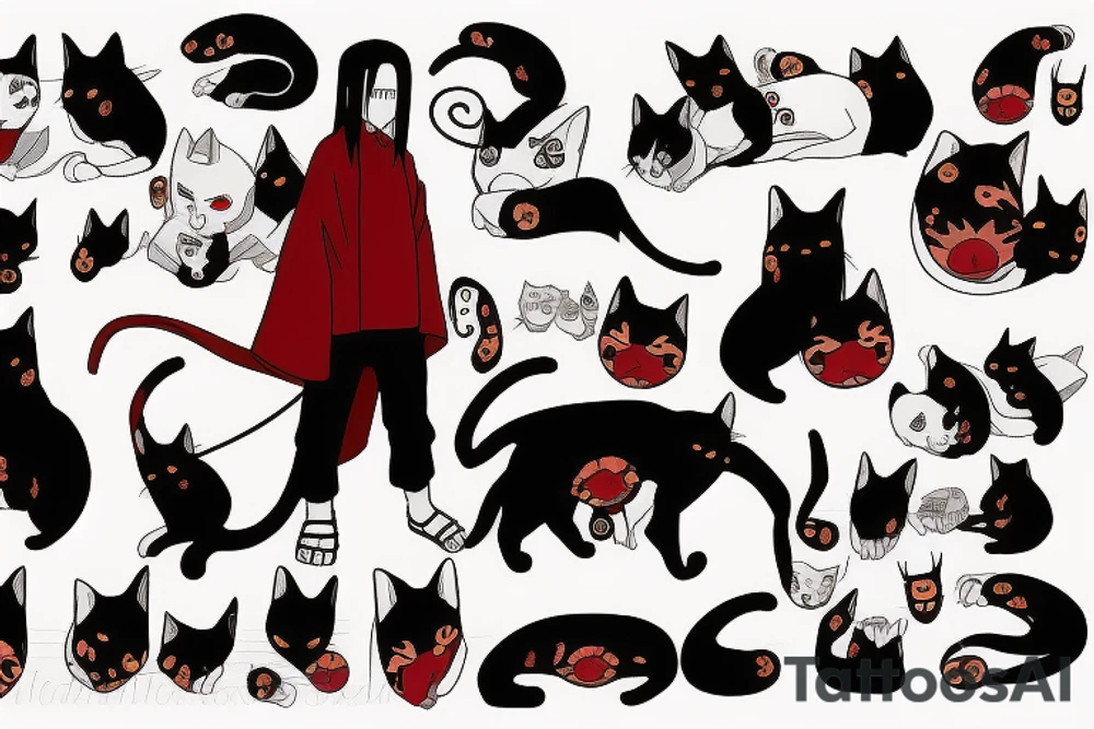 Itachi from naruto but as a cat tattoo idea