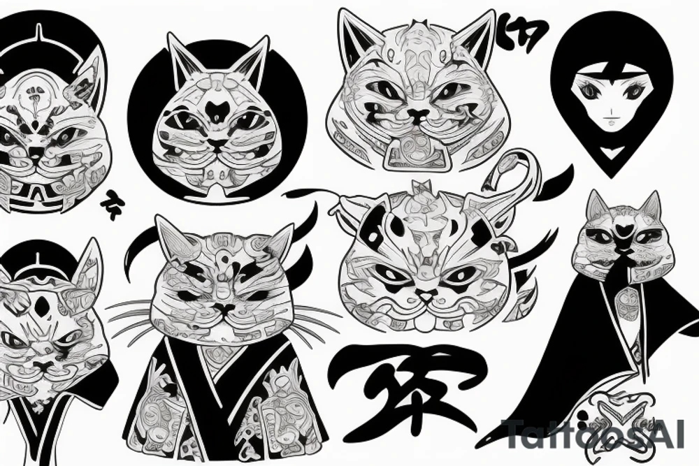 cat wearing Akatsuki robes tattoo idea
