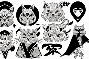 cat wearing Akatsuki robes tattoo idea