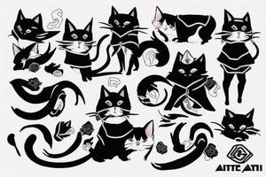 cat wearing Akatsuki robes tattoo idea